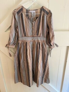 Piper‎ & Scoot Striped Midi Dress Small Cottagecore Boho Pockets